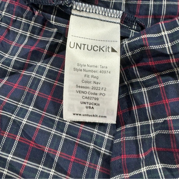 Untuckit Tara Plaid Shirt Long Sleeve Button Front Blue - Picture 4 of 8
